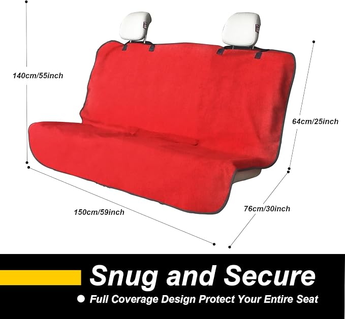 Back Seat Cover for Car Trucks Van SUV Jeep,Waterproof Rear Bench Towel Seat Covers for Dogs and Kids,Automotive Backseat Protector (Red) - Image 4