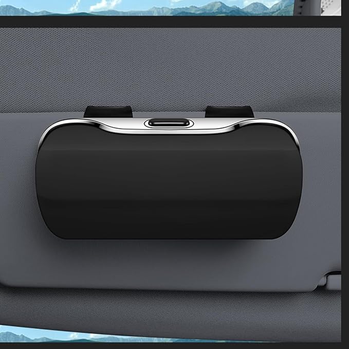 Sunglasses Holder for Car Sun Visor, Convenient Vehicle Visor Eyeglasses Organizer Case, Automotive Interior Glasses Hanger Protective Storage Box, Universal for Vehicles (Black) - Image 3