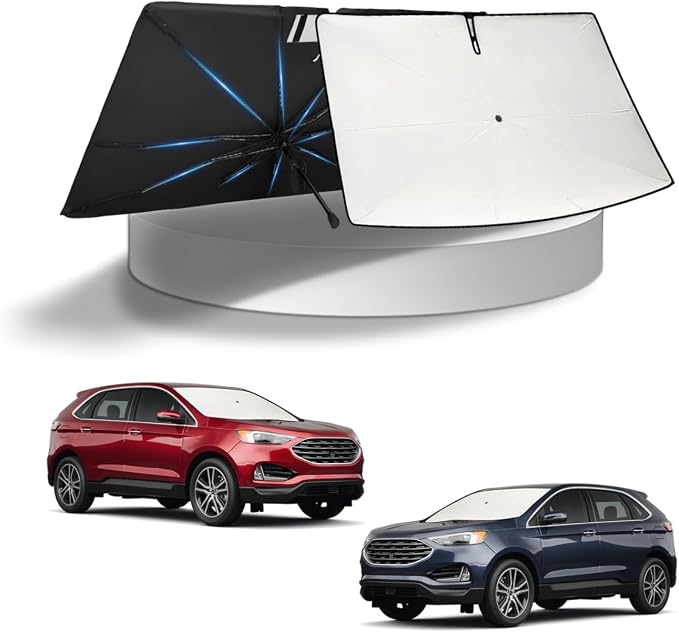 KUST Sun Shade Umbrella for 2015-2025 2026 Ford Edge | Custom Fit Windshield Sunshade | Foldable Sunshade with Bendable Handle | Blocks Heat & UV Scratch Resistant Keep Car Cool Sunshield by KUST