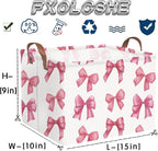 Rectangular Pink Girls basket,Delicate pink bow girls nursery laundry basket,Pink Laundry Hamper,kids waterproof collapsible canvas basket,Toy bins,Girls Room decor(Bowknots) - Image 7