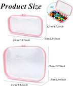 4 pcs Clear Hard Shell Zipper Case, Water-Resistant Travel Makeup Bag, Diaper Bag Organizer Pouches,Clear Toiletry Bags (Pink) - Image 2