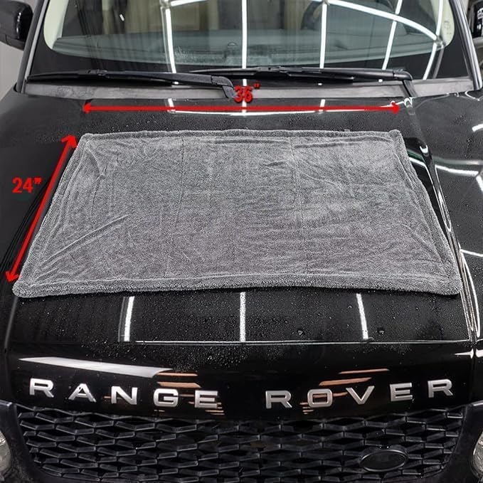 ExoForma Mega Car Drying Towel - Holds Up to 9 lbs, No Streaks, Scratches, or Water Spots | 1200 GSM Microfiber Double Twist Pile & Edgeless Design, 1 Quick & Effortless Dry, 2 Pack - 24” x 36” - Image 7
