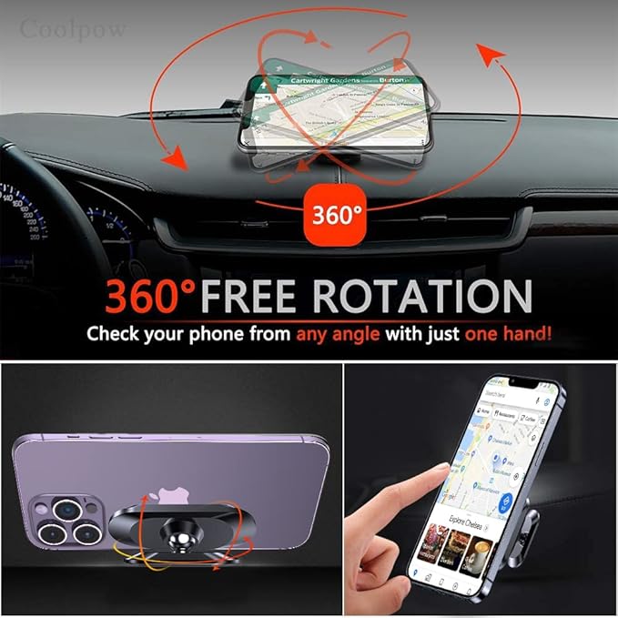 【2-Pack】 Magnetic Phone Holder for Car【Strong Magnets】 Carmount 2.0 Magnetic Phone Mount for Car【360°Rotation】 Car Mount for Cell Phone Holders for Your Car for All Smartphones & All Car Models - Image 6