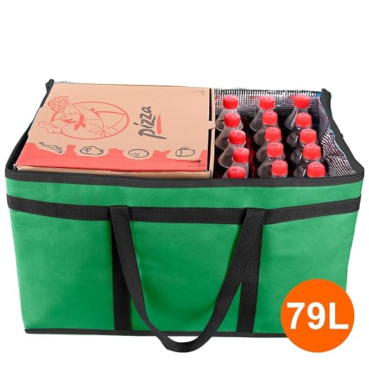 Bodaon Insulated Food Delivery Bag, XXXL Grocery Cooler Bag, Green, 1Pk | Pizza Delivery Bags for Hot/Cold Food, Commercial, Large Capacity Reusable Warming Bag, Catering Warmers for Parties/Picnic - Image 3