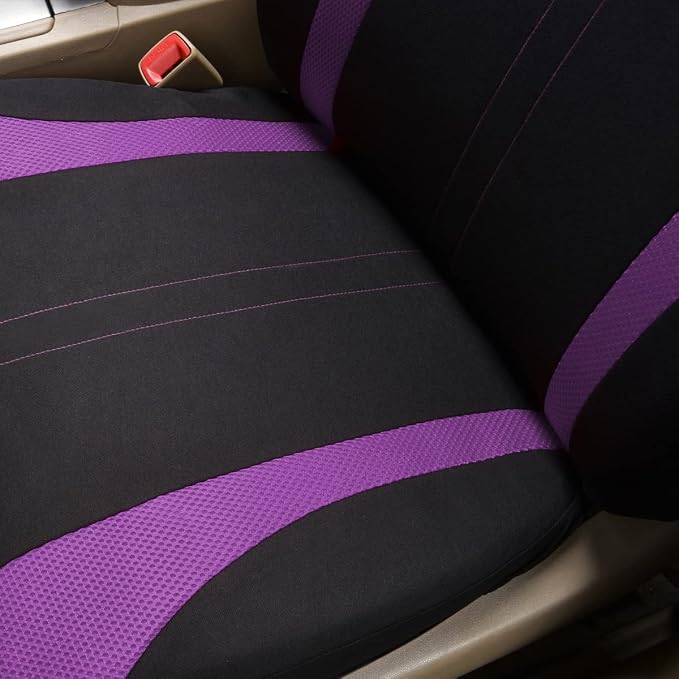 Flying Banner Car Seat Covers Front Seats Mesh Fabric Rear Bench Split Polyester Cover Easy Installation SUV CAR Woman Lady Femal (Front Set, Black Purple) - Image 8