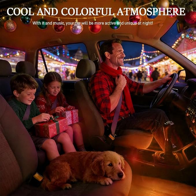 Car LED Strip Light, Interior Car Lights, 12V 24 LED Auto Atmosphere Lamps with Cigarette Lighter, Auto Lamp Ambient Night Light Strip Lighting Kit for Vehicles (Cigarette Lighter/Yellow) - Image 5