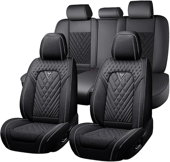 Fit for Toyota Sequoia Seat Covers 2001-2026, Nappa Leather, 360° Full Protection, Thick Padding & Memory Foam, Waterproof & Stain-Resistant Car Seat Cover (Full Set,Black) by Unknown