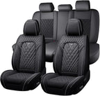 Fit for Toyota Sequoia Seat Covers 2001-2026, Nappa Leather, 360° Full Protection, Thick Padding & Memory Foam, Waterproof & Stain-Resistant Car Seat Cover (Full Set,Black) by Unknown