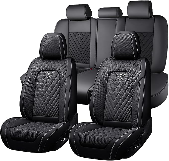 Fit for Toyota Sienna Limited Seat Covers 2014-2026, Nappa Leather, 360° Full Protection, Thick Padding & Memory Foam, Waterproof & Stain-Resistant Car Seat Cover (Standard 5 Seats,Black) by Unknown