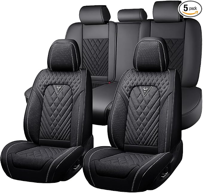 Fit for Toyota Avalon Seat Covers 2001-2026,Premium Leather, 360° Full Protection, Thick Padding & Memory Foam, Waterproof & Stain-Resistant Car Seat Cover Full Set (5 Seat,Black) by Unknown