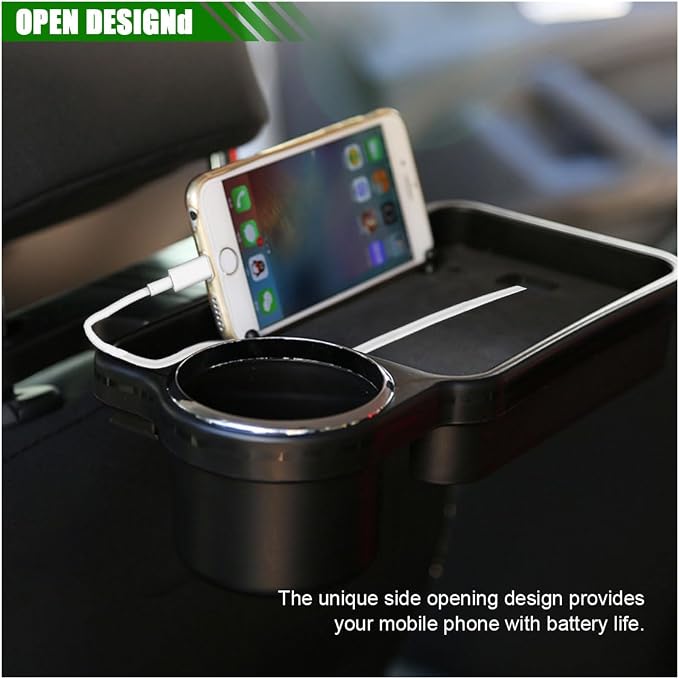 Car Cup Holder Tray, Detachable Eating Organizer Backseat Car Tray, Car Back Seat Organizer Foldable Desing, Automotive Accessories for Most Vehicles - Image 5