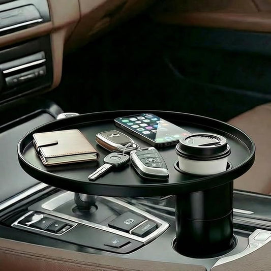 Car Tray, Height-Adjustable Car Food Tray & Cup Holder Table, 360° Rotating Car Desk for Laptop, Steering Wheel Tray, Car Accessories Universal for Most Vehicles by HomDSim