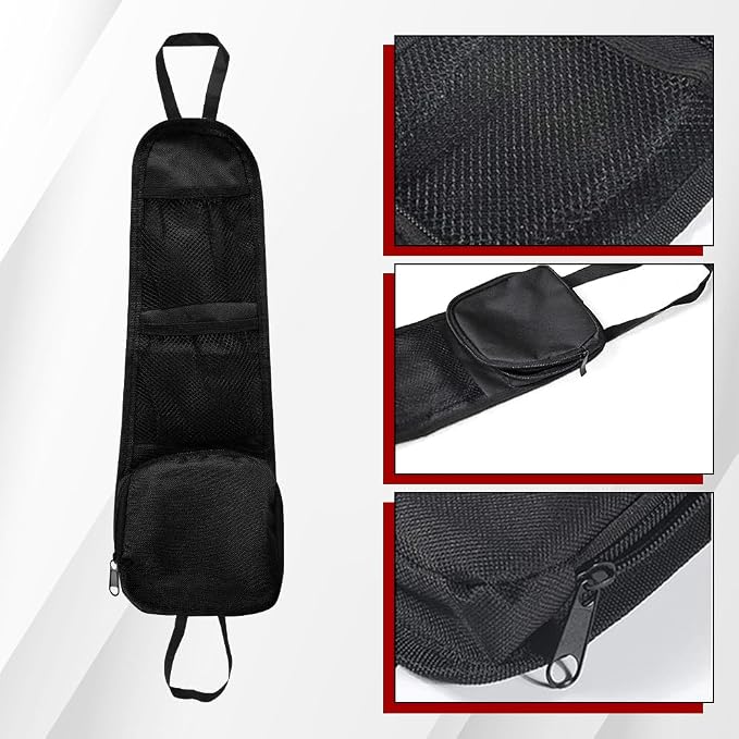 2PCS Car Seat Side Organizer, Seat Side Storage Pocket, Multifunctional Mesh Net Pocket, Car Multi-Pockets Backseat Organizer Side Hanging Bag for Storage Coins, Cell Phones (Black, 2PCS) - Image 5