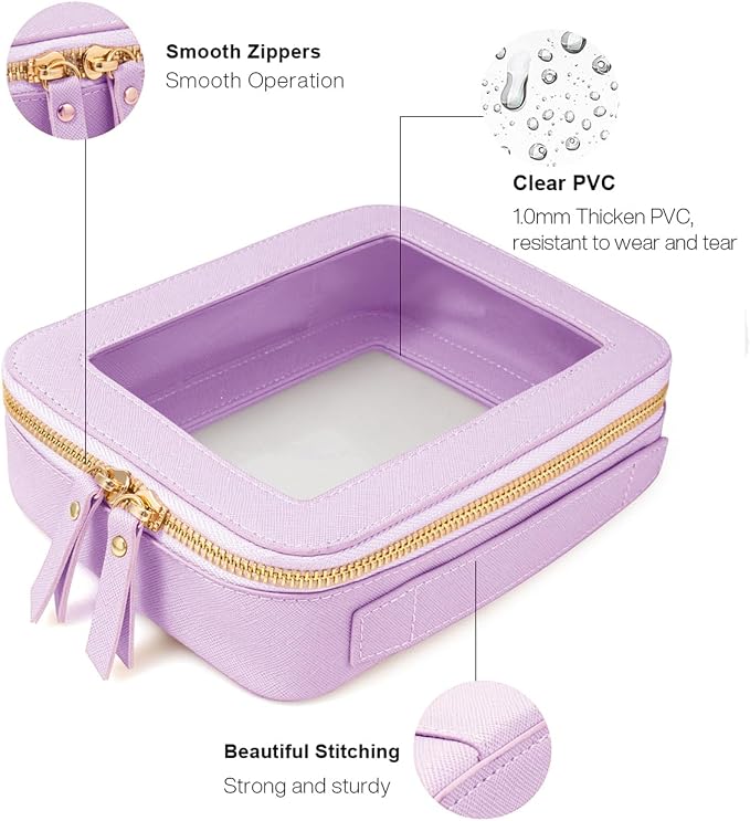 Travel Clear Makeup Bag Set, TSA Approved Cosmetic Bag Case with Zipper Portable Makeup Pouch Toiletry Bag Traveling Cosmetic Organizer Storage Bag Car Organizer Car Essentials - Image 6