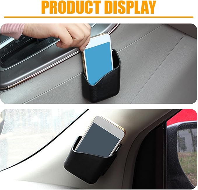 YoRise 2PCS Car Seat Side Pocket Organizer, A-Pillar Sunglass Holder, Stick-On Small Item Automotive Storage Box, Car Seat Gap Filler Organizer for Card, Cigarette, Phone, Registration (Black) - Image 6