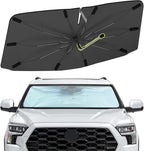 Windshield Sun Shade Umbrella for Toyota Sequoia 2008-2026, Foldable Front Window Sunshade with 360° Rotating Shaft, Custom Fit Car Shades for Sequoia Accessories with UV & Heat Protection by Visufy