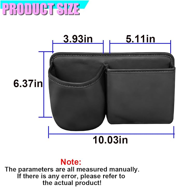 Car Side Door Organizer, Leather Auto Back Seat Storage Pouch with Cup Holder, Car Console Side Trash Can, Universal Vehicle Interior Organizer Pocket for Phone, Coin, Sunglasses (Black) - Image 2