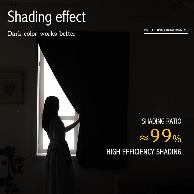 self Adhesive Curtains Portable Blackout Curtain Simple and Easy to Install Bedroom Window Thermal Lnsulated Kitchen Room Darkening Black Small Drapes, 47" W X 59" L, White, 1 Panel - Image 3