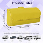 Sunglasses Holder for Car Sun Visor, Sunglass Organizer for Car, Magnetic Leather Eyeglasses Protective Storage Case, Waterproof Glasses Organizer Visor Accessories for Vehicles (Yellow) - Image 2