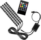 Car LED Light Strips, 4 in 1 8 Color Vehicle Interior Atmosphere Dynamic Lamp with USB Port & Music Mode, Automotive Ambient Dynamic Light Stripping, Universal Auto Accessories by BCOWPV