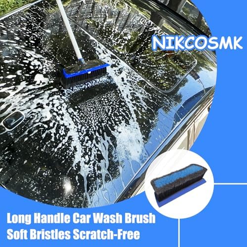 62'' Car Wash Brush with Long Handle, Car Wash Kit with Tire Brush, Tower, Window Squeegee, Chenille Microfiber Car Wash Mop Mitt, Car Cleaning Brush Kit Supplies for Car, Truck, SUV, RV - Image 2