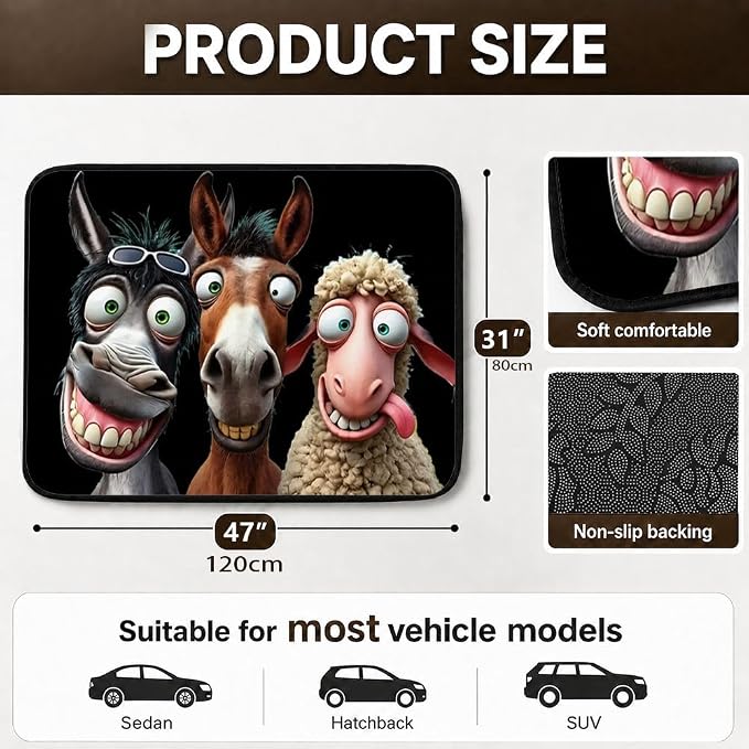 Car Trunk Mat for SUV, 31"x47" Cute Funny Animal Cargo Liner Protector | All Weather Universal Cargo Liners for Dogs, Car Accessory for SUVs/Sedan/Wagons, Durable Non-Slip Washable Rear Cargo Mat - Image 2