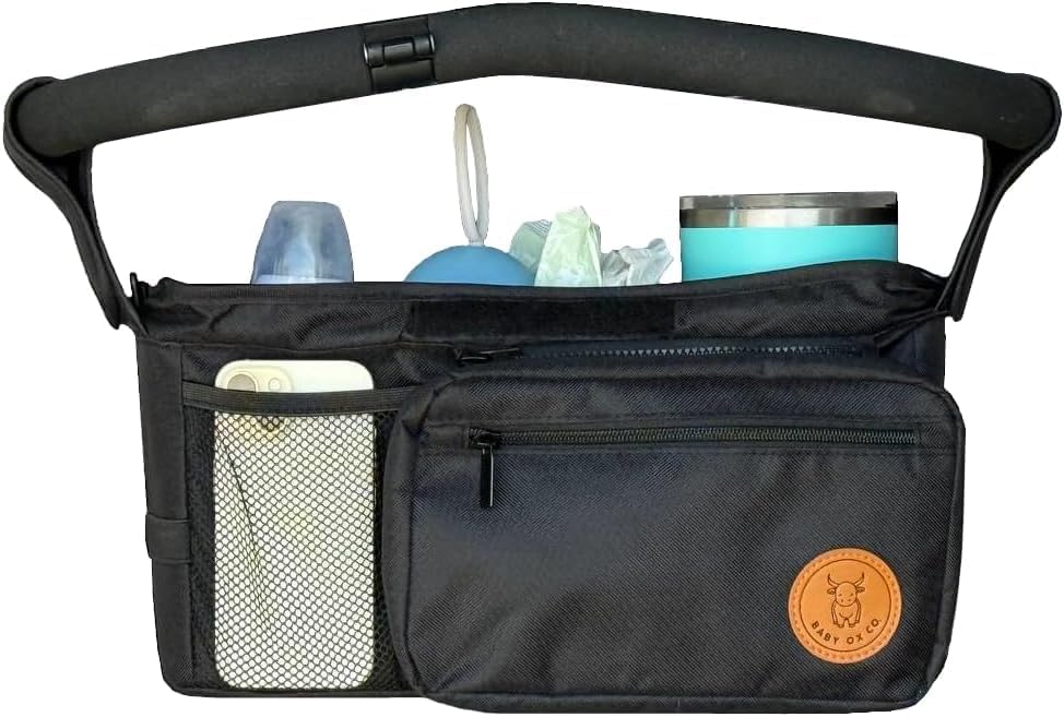 Universal Stroller Organizer with Insulated Cup Holders | Detachable Phone/Wipe Pouch & Shoulder Strap Stroller Caddy | Spacious, Fits Jogger, Umbrella, Travel & Pet Strollers by Unknown