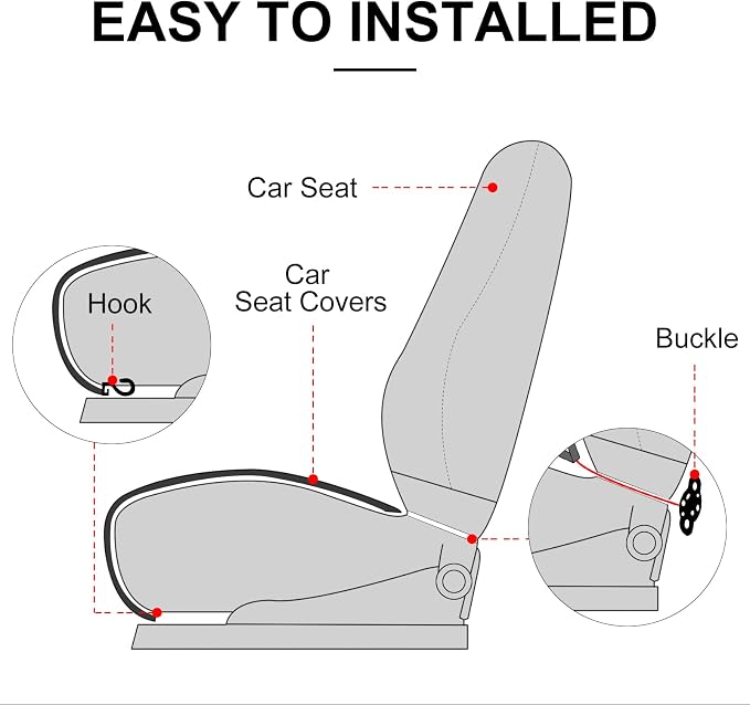 surpassme Comfortable Car Seat Covers Universal Back/Brench Seat Coves for Car Accessories with Storage Pockets, Padded Car Interior Covers for Automotive, SUV, Truck, and Van(Purple) - Image 5