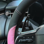 Microfiber Leather Steering Wheel Cover Large-Size for F150 F250 F350 Ram 4Runner Tacoma Tundra Range Rover Model S X with 15 1/2 inches-16 inches Outer Diameter Pink - Image 6