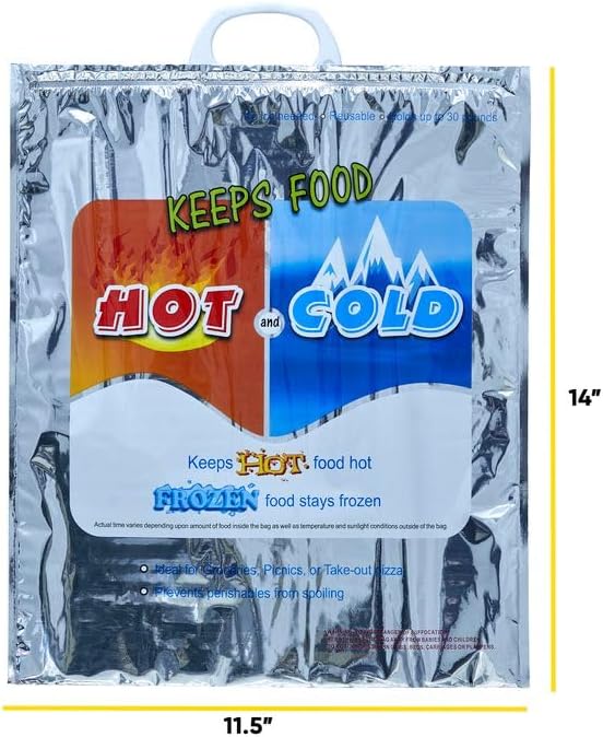 Superio Hot and Cold Insulated Bags for Food Delivery, Grocery Shopping Bags, Food Storage for Hot and Frozen Food for Travel, Disposable Cooler Bag, Reinforced Thermal Lunch Bag (24, 16"x19.25") - Image 2