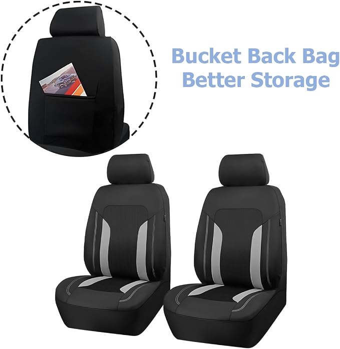 Bittwee Car Seat Covers Full Set, Breathable Automotive Front Seat Headrest Covers, Waterproof Comfortable Vehicle Seat Headrest Protection Accessories, Universal Fit (Gray) - Image 4
