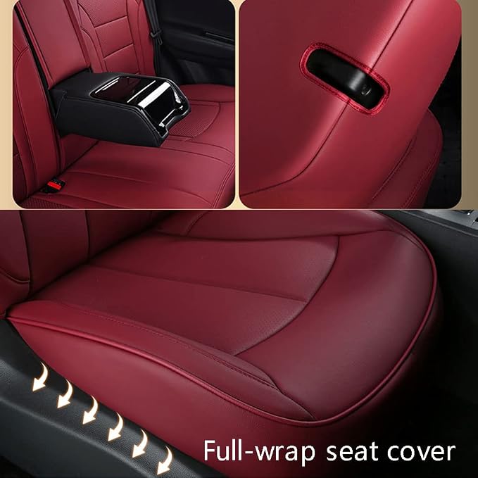 CocheFamilia Custom Fit Corolla Car Seat Covers for Select 2019 2020 2021 2022 2023 2024 2025 Toyota Corolla Hatchback SE, XSE, Nightshade - Full Set,Leather(Burgundy) - Image 4