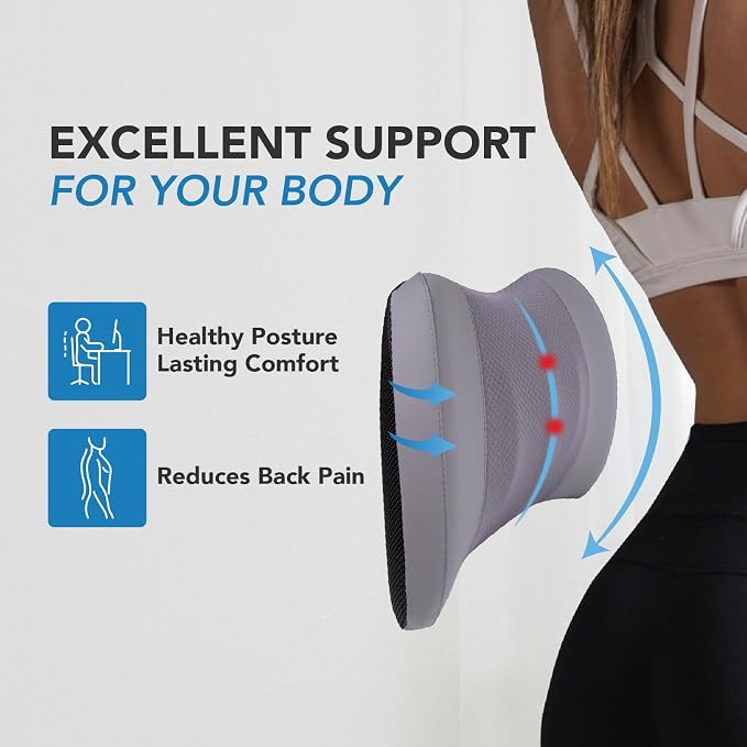 Lofty Aim Lumbar Support Pillow for Car, Car Seat Back Support for Driving | Memory Foam Car Lumbar Support for Driving Seat, Car Back Cushion, Adjustable Straps, Lower Back Pillow, Office Chairs, Gray - Image 5