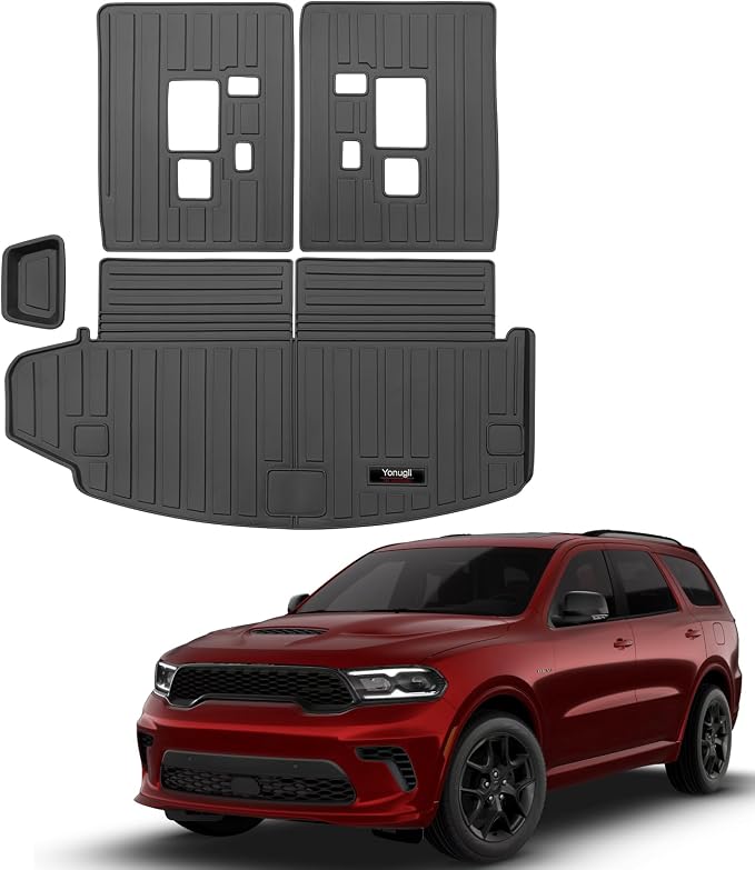 Custom for 2016-2026 Dodge Durango 6/7 Seat Cargo Mats Trunk Liner and Rear Seat Backrest Mat All Weather TPE Protection Mat Accessories (for 2016-2026 Dodge Durango) by Yonugli