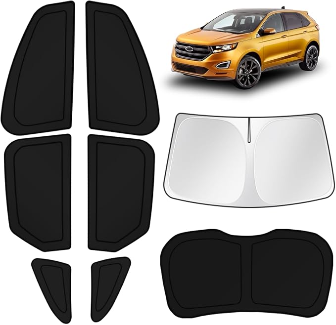KUST Car Window Shades for Ford Edge 2015-2020 2021 2022 2023 2024 Windshield Sun Shade Side Window Cover UV Block Privacy Protection Accessories for Camping Blackout Rear Back Full Set 8PCS by KUST