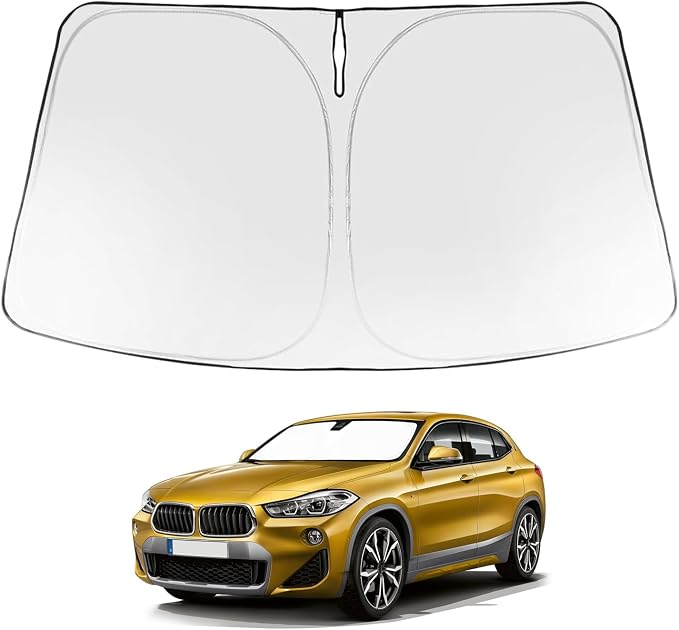 Proadsy Custom Fit 2018-2023 BMW X2 Windshield Sun Shade, Blocks Heat | 240T Heat Shield, Drops Temp 54°F, Blocks 99% UV, Prevents Dashboard Cracking, Summer Parking & Beach Trips, Easy Twist-Fold by Proadsy