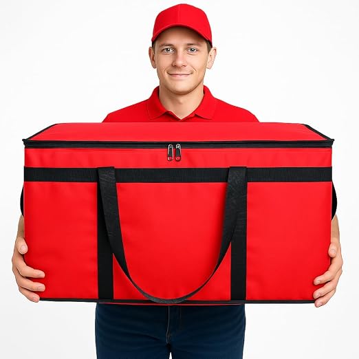 Bodaon Insulated Food Delivery Bag, Grocery Cooler Bag, Red, XXX-Large, 1Pk | Food Warmers for Parties, Catering Supplies for Rideshare, Thermal Bags for Cold and Hot Food Carrier, Pizza Delivery/Picnic - Image 4