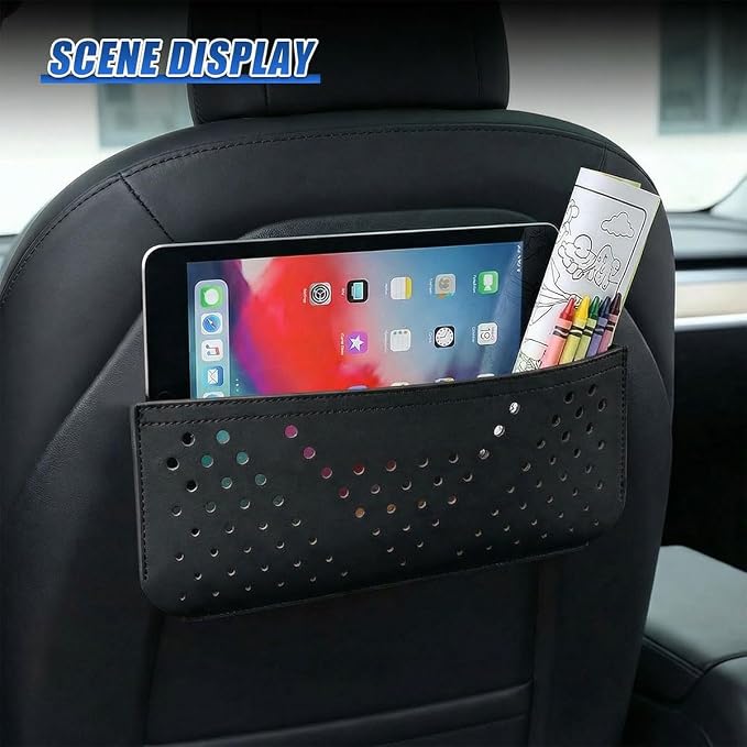 Car Seat Side Pocket Organizer, PU Leather Water-Resistant Car Console Storage Bag, Multifunctional Auto Interior Door Tray Pouch Organizer Accessories for Phone Keys Sunglasses (Black) - Image 4