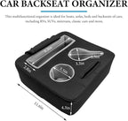 Car Back Seat Organizer, Leather Automotive Rear Seat Couch Cup Holder Expander Tray, Vehicle Cup Holder Tray Holds Snacks Remotes Phones for Truck RV Boat Couch Pillow Bed - Image 2