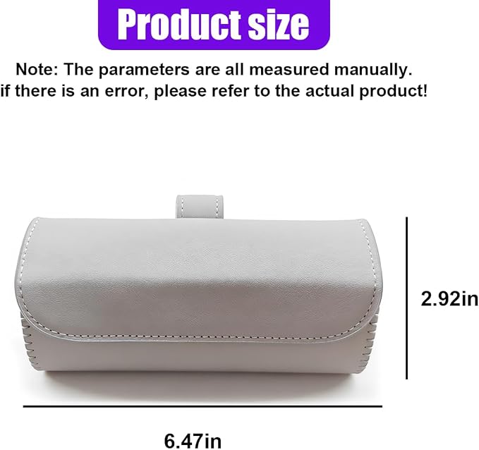 Sunglasses Holder for Car Sun Visor, Leather Car Sunglass Holder with Hidden Magnetic Closure, Clip On Glasses Case, Universal Storage Box Organizer Accessories (Gray) - Image 2