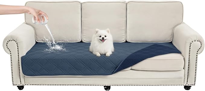 100% Waterproof Washable Dog Blanket,Berlin Blue+Navy Blue 35"x71" | ,7-Layer Reversible Couch Covers for Dogs Met for Sofa Furniture Car Camping by Unknown