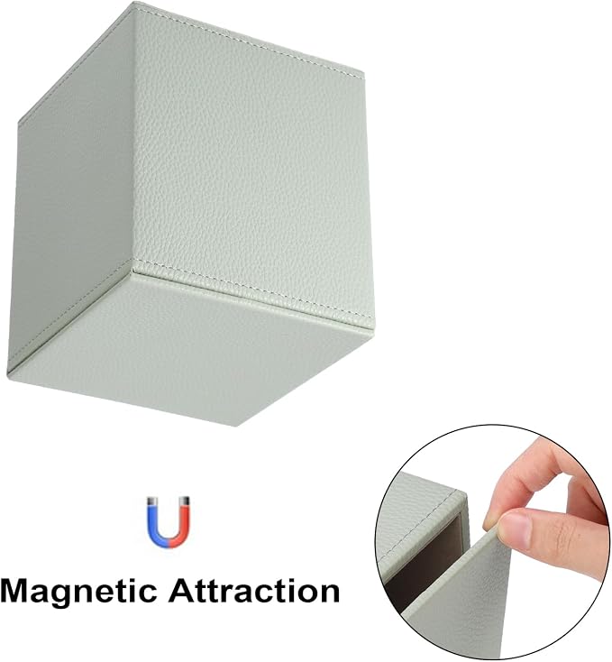 Sumnacon Tissue Box Cover Square,Magnetic Bottom PU Tissue Box Holder,Green | Stylish Cube Leather Tissue Cover,Lychee Pattern, Decorative Tissue Box Covers for Living Room Bathroom Table Desk Office Car - Image 6