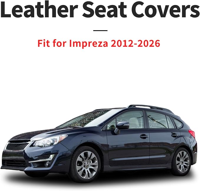 for Subaru Impreza 2012-2025 2026 Car Seat Covers, Full Set, Gray | Luxury Full Coverage Leather Seat Protectors, Waterproof Breathable, Non-Slip, Easy to Install, Airbag Compatible, All-Season - Image 4