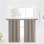 RYB HOME Cafe Blackout Curtains 30 inch Length, Short Window Curtain Tiers | Light UV Heat Blocking, Energy Saving, Privacy Protection, For Basement Bathroom Kitchen Window, W29 x L30, Sand, 2 Panels by RYBHOME