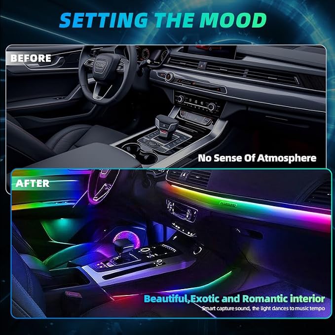 Acrylic Interior Car LED Strip Lights,dreamcolor 6-in-1 Car Ambient Lighting Kit, with APP Control, 622 LED Fiber Optic Strip Lights for Cars,Supports Neon Sync with Music DIY Mode. - Image 7