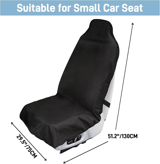 Waterproof Car Seat Cover Towel, Universal Fit Seat Protector for Cars and Small SUVs Anti-Slip Front Seat Protectors for Gym, Pets & Travel, Black, Machine Washable - Image 5