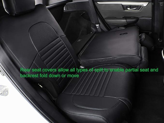 EKR Car Seat Covers for Honda CRV 2012-2014 (NO LX) Leatherette Full Set | Custom Fit for Honda CRV 2012 2013 2014 (Not for LX) Factory-Style Interior Upgrade,Faux Leather(Black) - Image 5