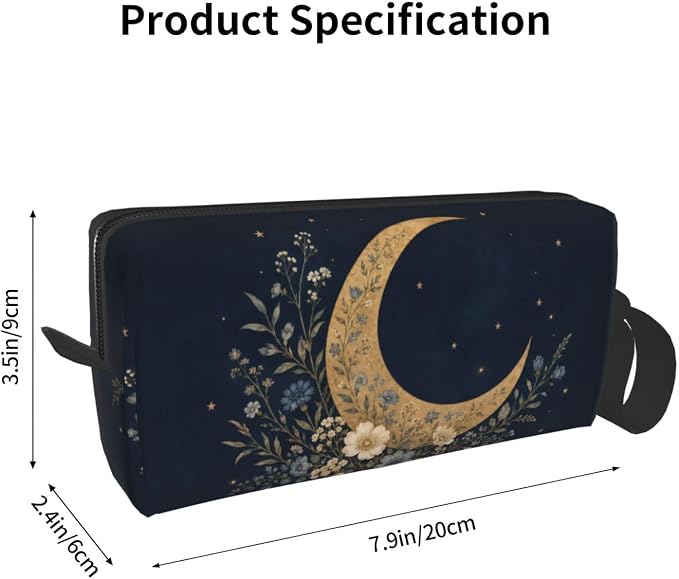 Moon Small Makeup Bag, 600D Oxford Cosmetic Pouch for Women | Moon Cosmetic Bag and Toiletry Pouch with Double-Sided Print and Foam Padding for Women, Travel, Gym, Weekend and Daily Use - Image 3