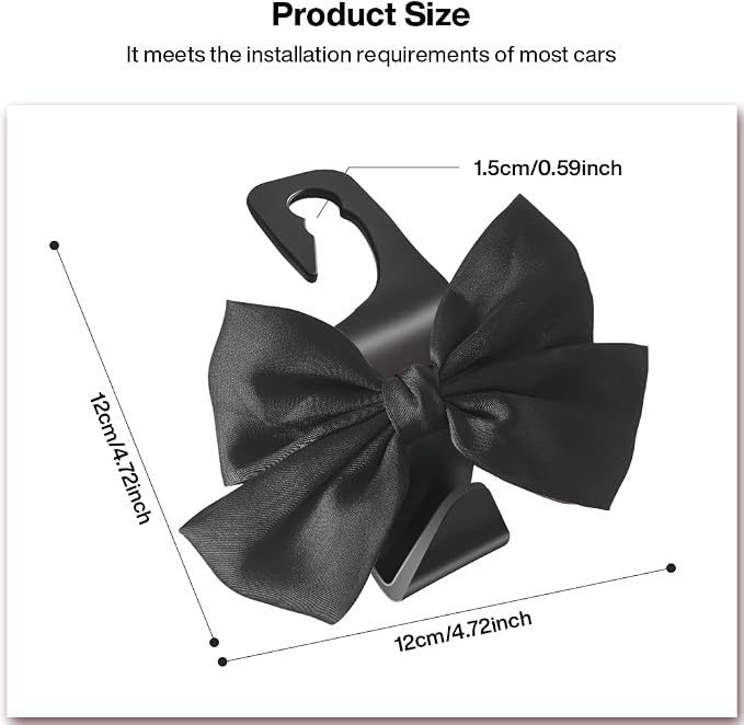 2-Pack Car Seat Headrest Hooks, Handbag Hangers, Black silk | Storage organizer for handbags, clothes, coats and grocery bags; practical interior accessory for most cars and SUVs - Image 3