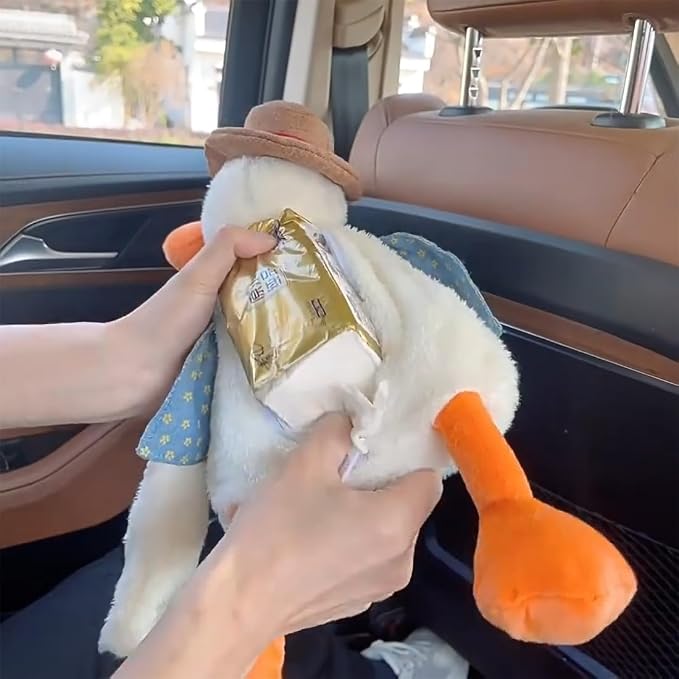 Tissue Box Cover Plush Tissue Box Holder for Car, Home, Decorative Holder/Organizer for Bathroom Vanity Countertop, Nightstands, Office Desk-Duck - Image 3